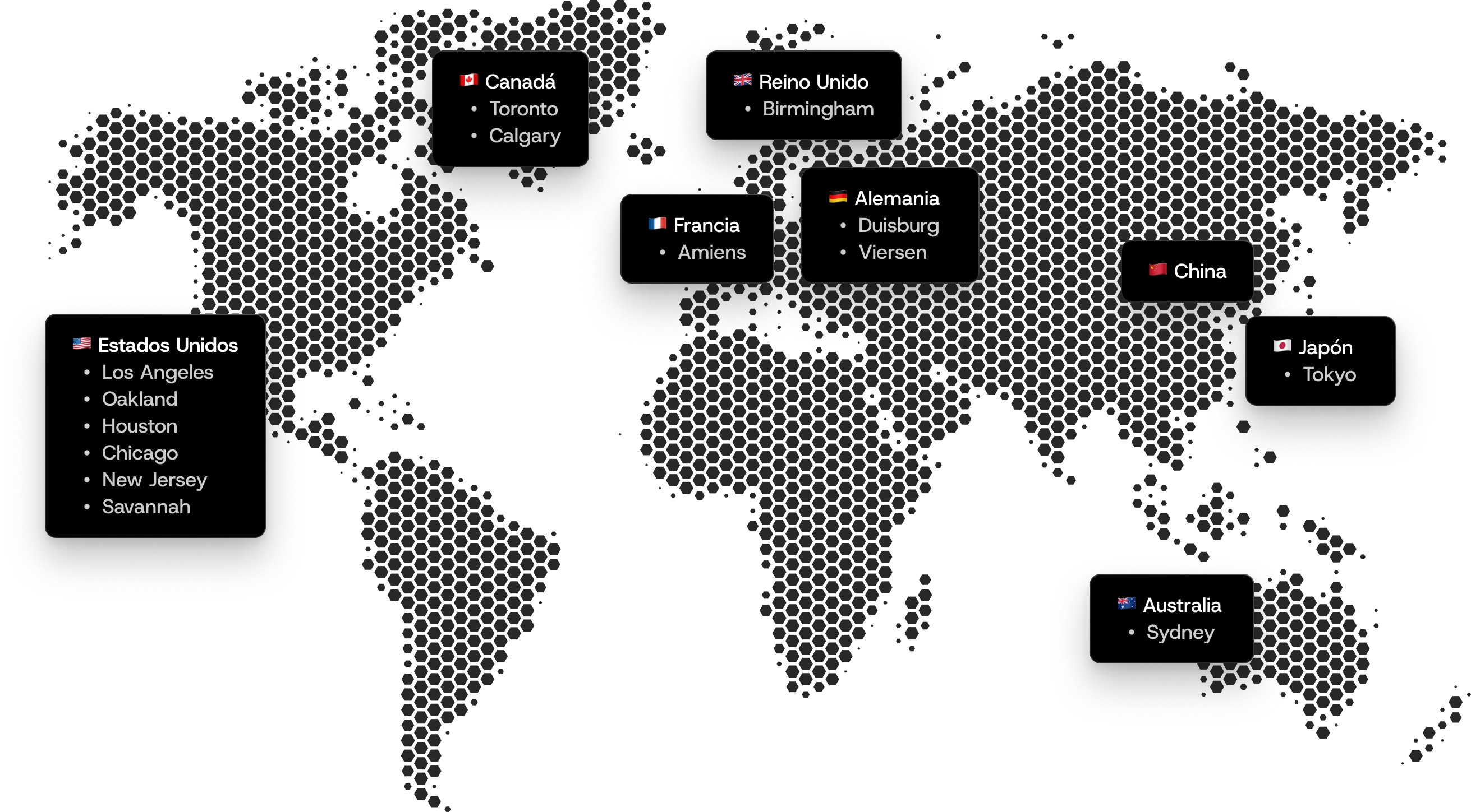 Mapa de ubicaciones de almacenes